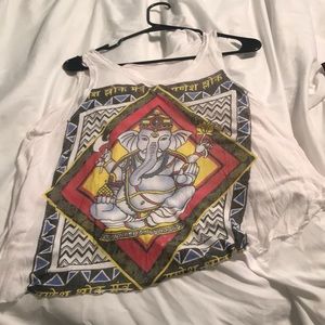 Open back elephant buddah shirt